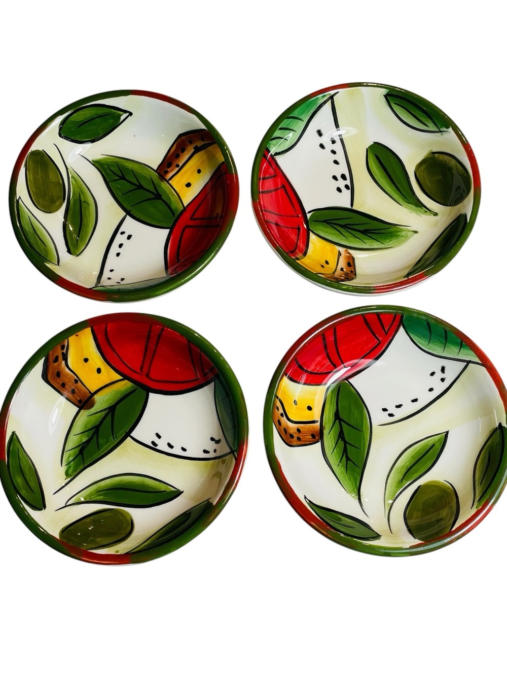 The Pampered Chef Italiano Handpainted Tuscan Creamic Dipping Bowls - Set of 4